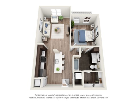 Floor plan for 1 bed, 1 bath, 820 sqft